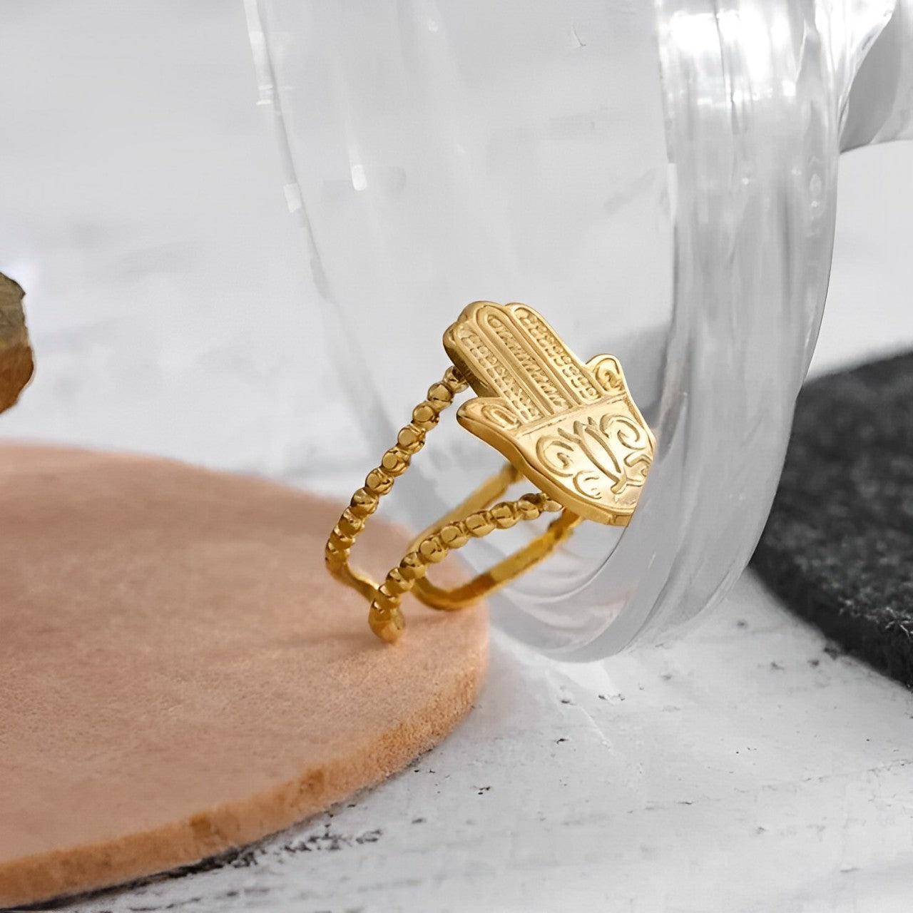 Bague Main de Fatima Hamsa (Plaqué Or)