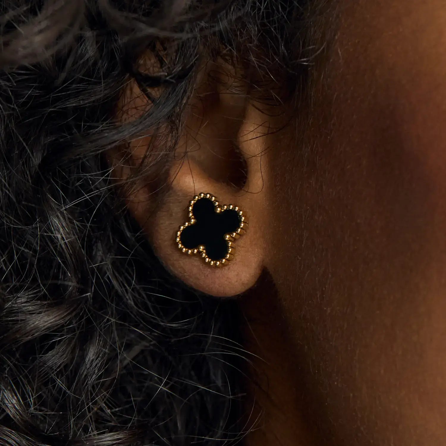 Boucles d'Oreilles Vintage Trèfle (Plaqué Or)