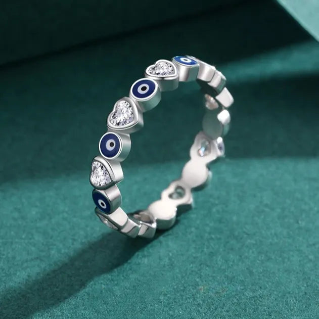 Bague Oeil Turc et Cœur (Argent 925)