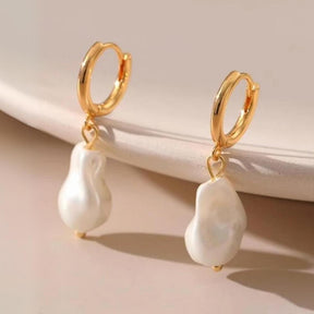 Boucles d'oreilles en Aro Paola Perle (Plaqué Or)