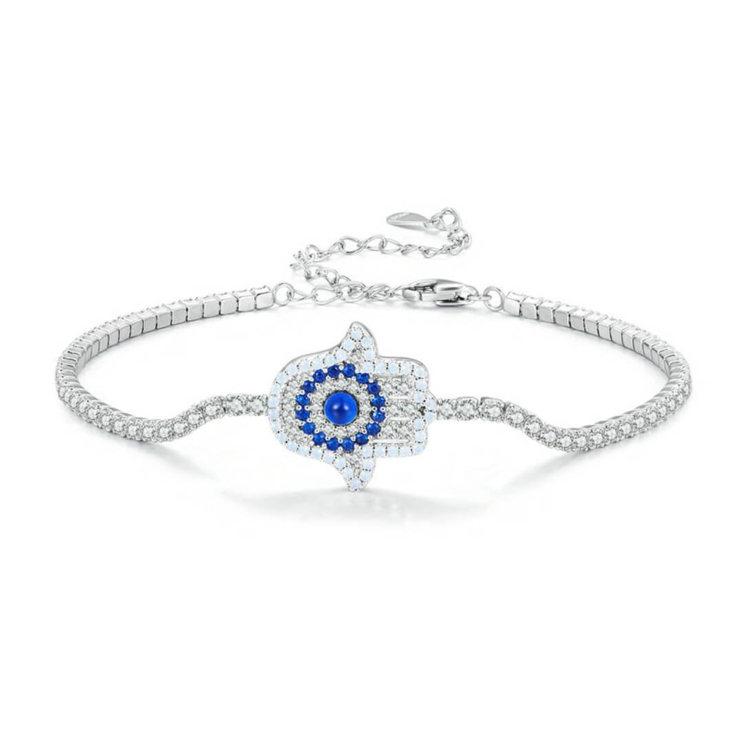 Bracelet Main de Fatima avec Cristaux de Zirconia (Argent 925)