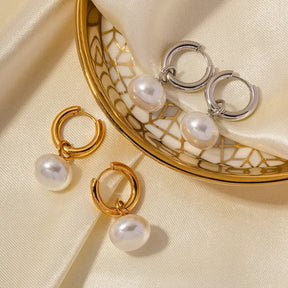 Boucles d'oreilles Emma Perle Minimaliste (Plaqué Or)