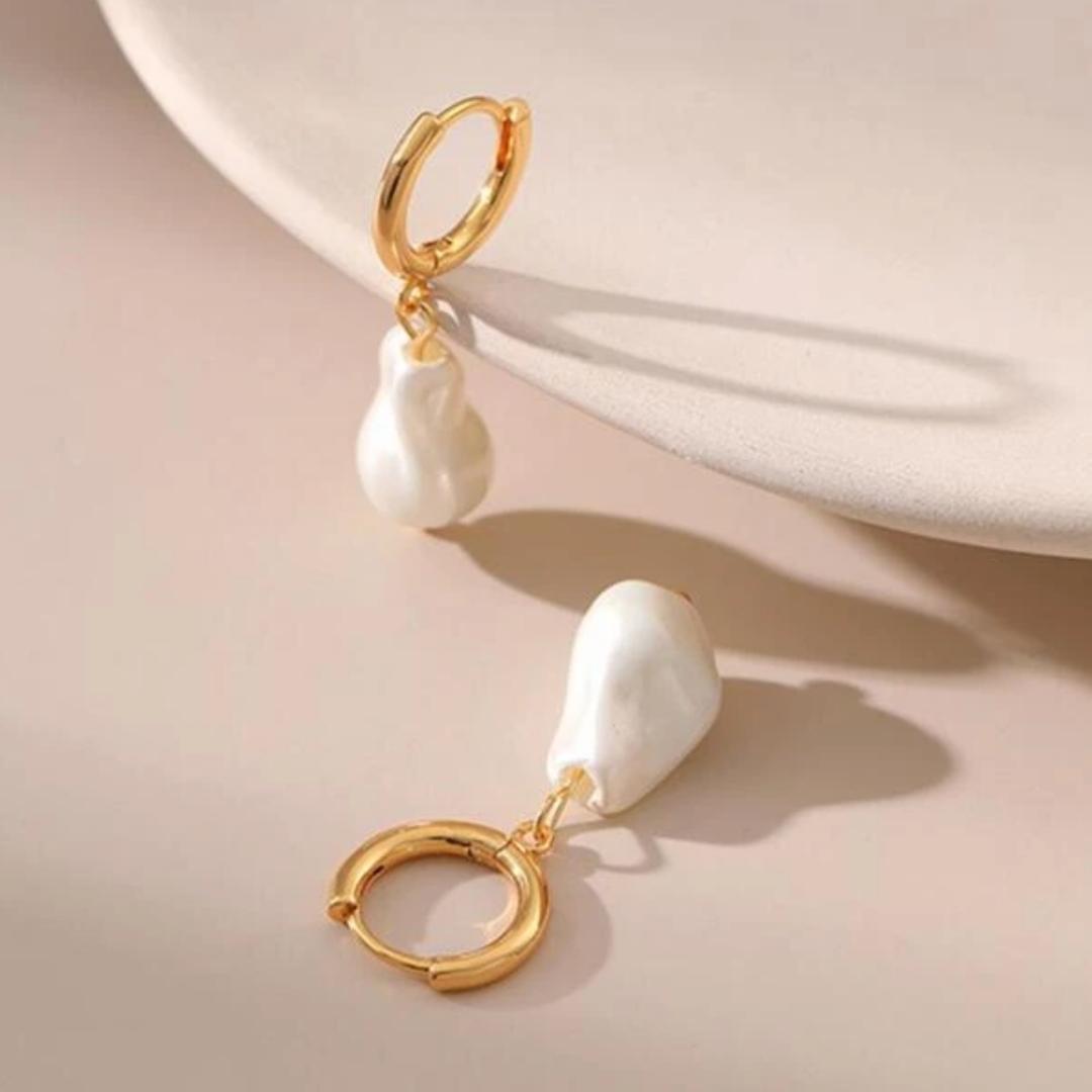 Boucles d'oreilles en Aro Paola Perle (Plaqué Or)