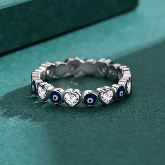 Bague Oeil Turc et Cœur (Argent 925)