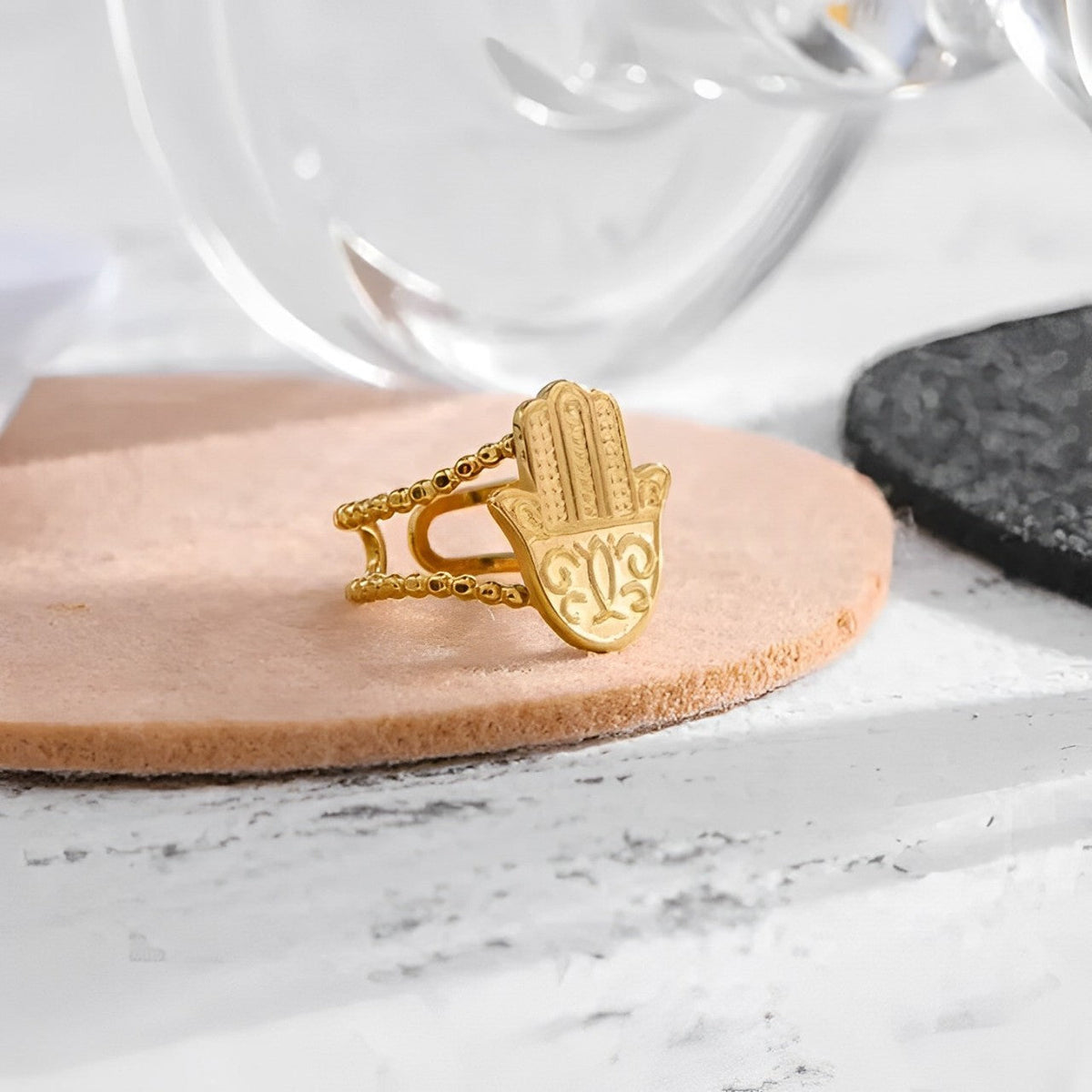 Bague Main de Fatima Hamsa (Plaqué Or)