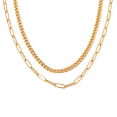 Mix Collier Roma Chaîne et Maillons Rectangulaires (Plaqué Or)