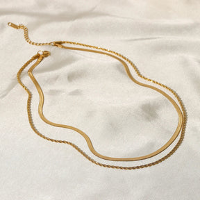 Collier Mix Maille et Tressé (Plaqué Or)