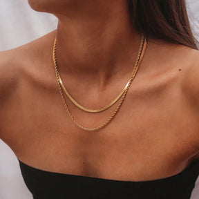 Collier Mix Maille et Tressé (Plaqué Or)
