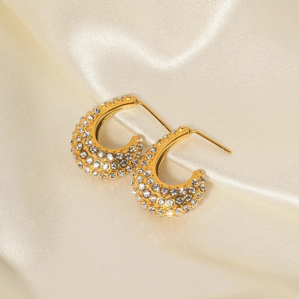 Boucles d'oreilles en forme de cercle moyen avec perles Harmony (Plaqué Or)