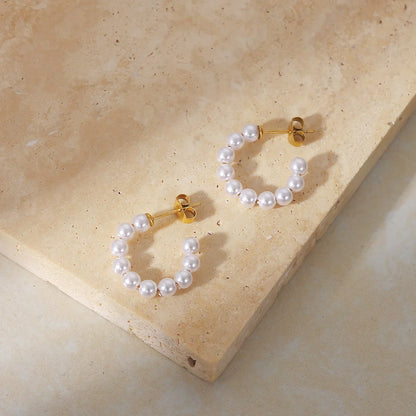 Boucle d'oreille en perles (Plaqué Or)