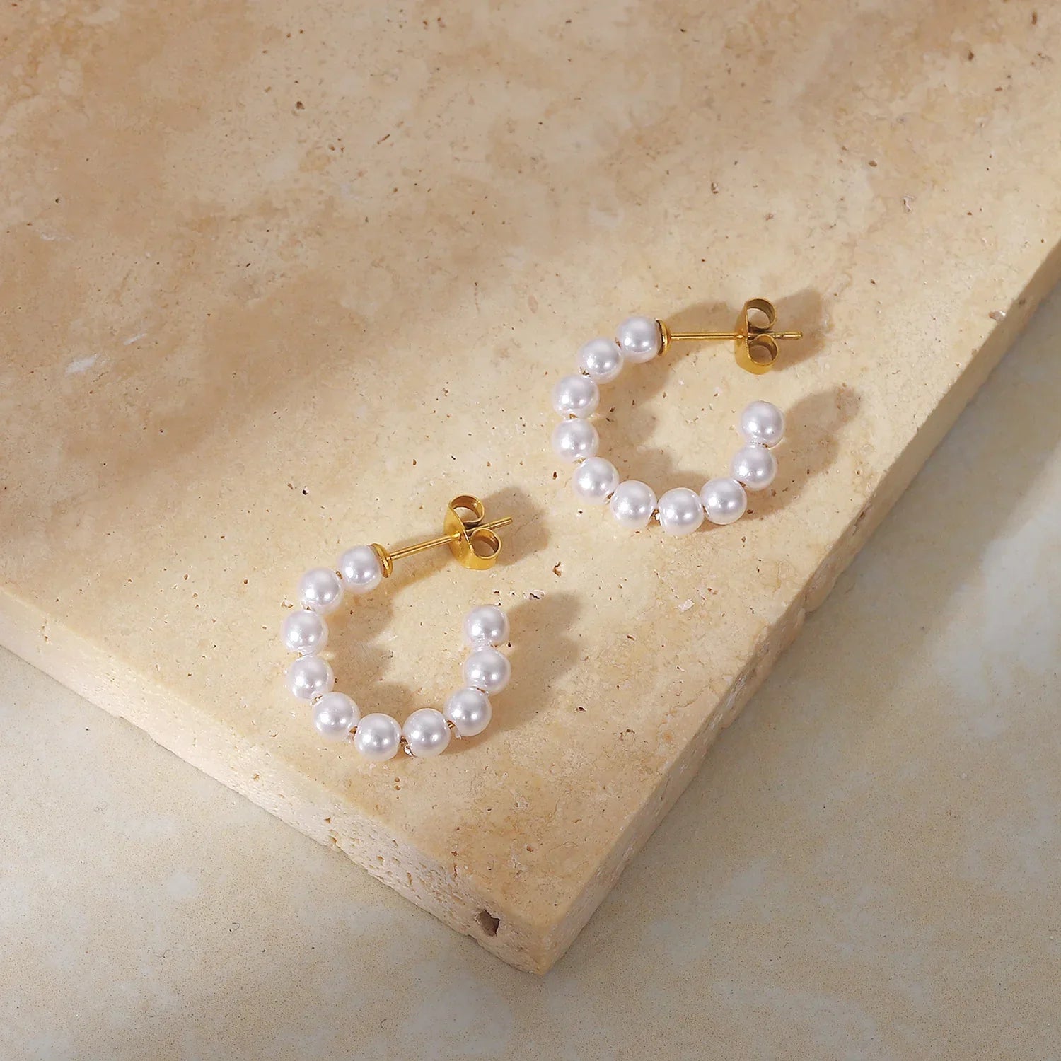 Boucle d'oreille en perles (Plaqué Or)