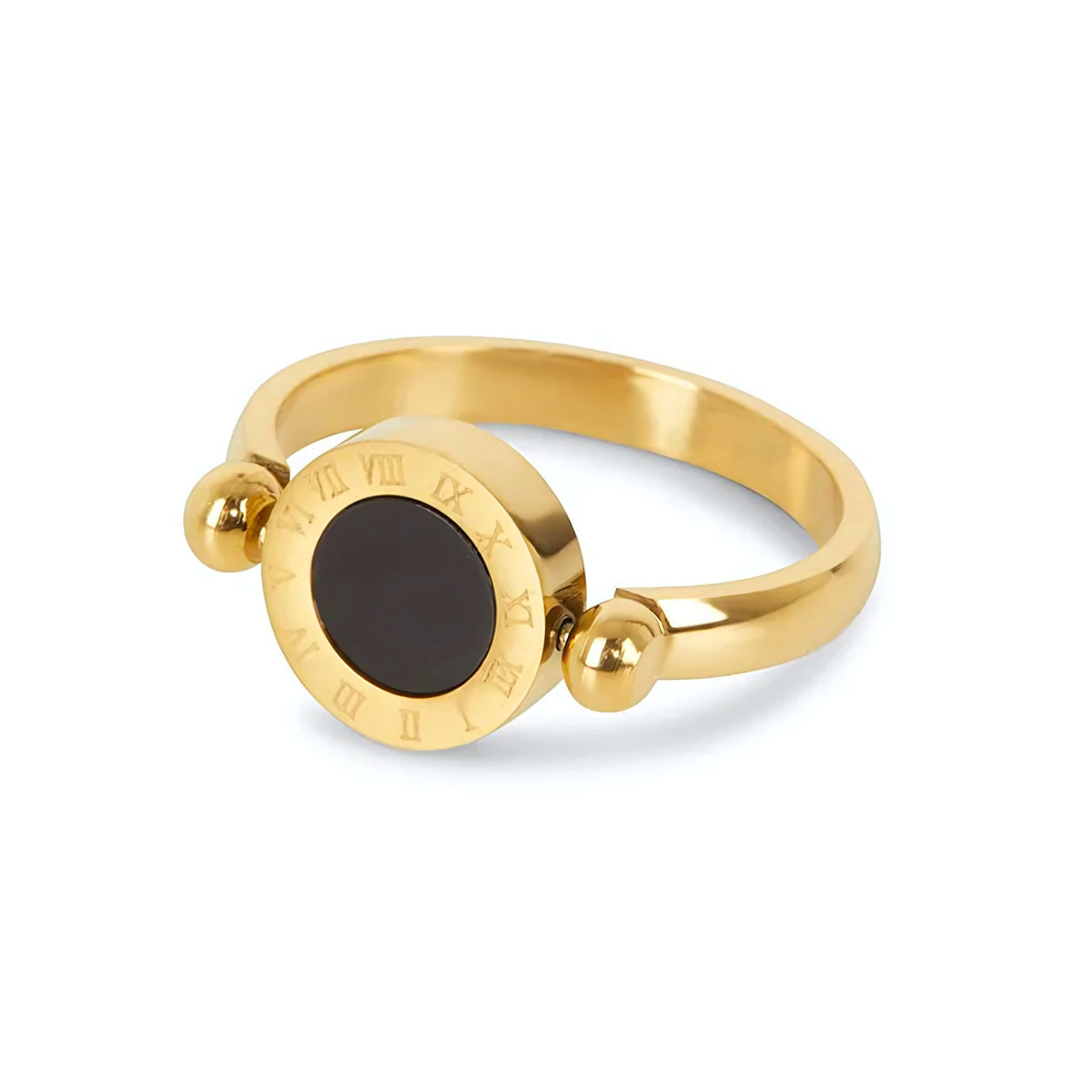 Bague Pivotante avec Nombres Romains (Plaqué Or)