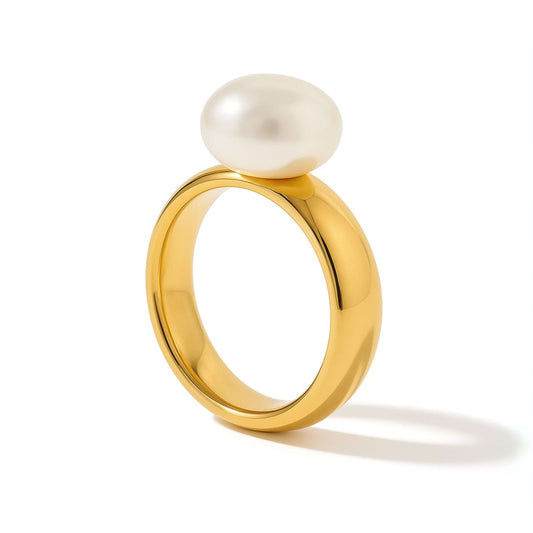 Bague Emma Perle Minimaliste (Plaqué Or)