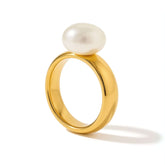 Bague Emma Perle Minimaliste (Plaqué Or)