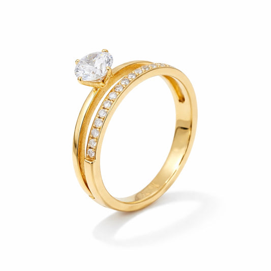 Double Row Open Ring with Center Stone