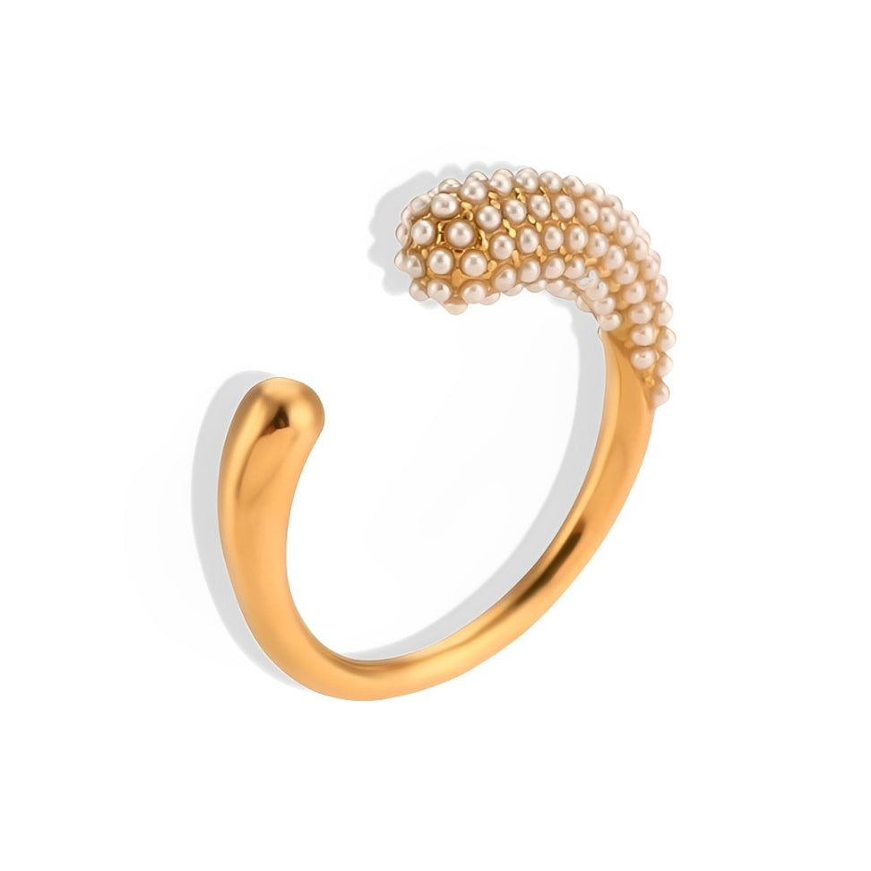 Bague Spike avec Perles (Plaqué Or)