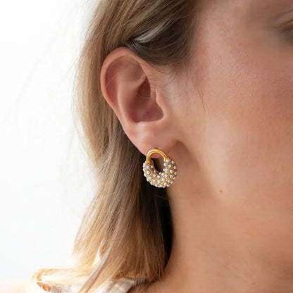 Boucles d'oreilles Spike Perle (Plaqué Or)