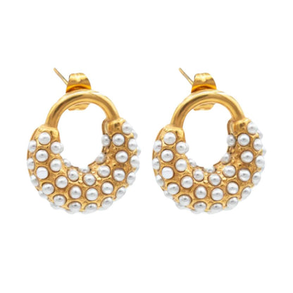 Boucles d'oreilles Spike Perle (Plaqué Or)