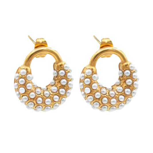 Boucles d'oreilles Spike Perle (Plaqué Or)