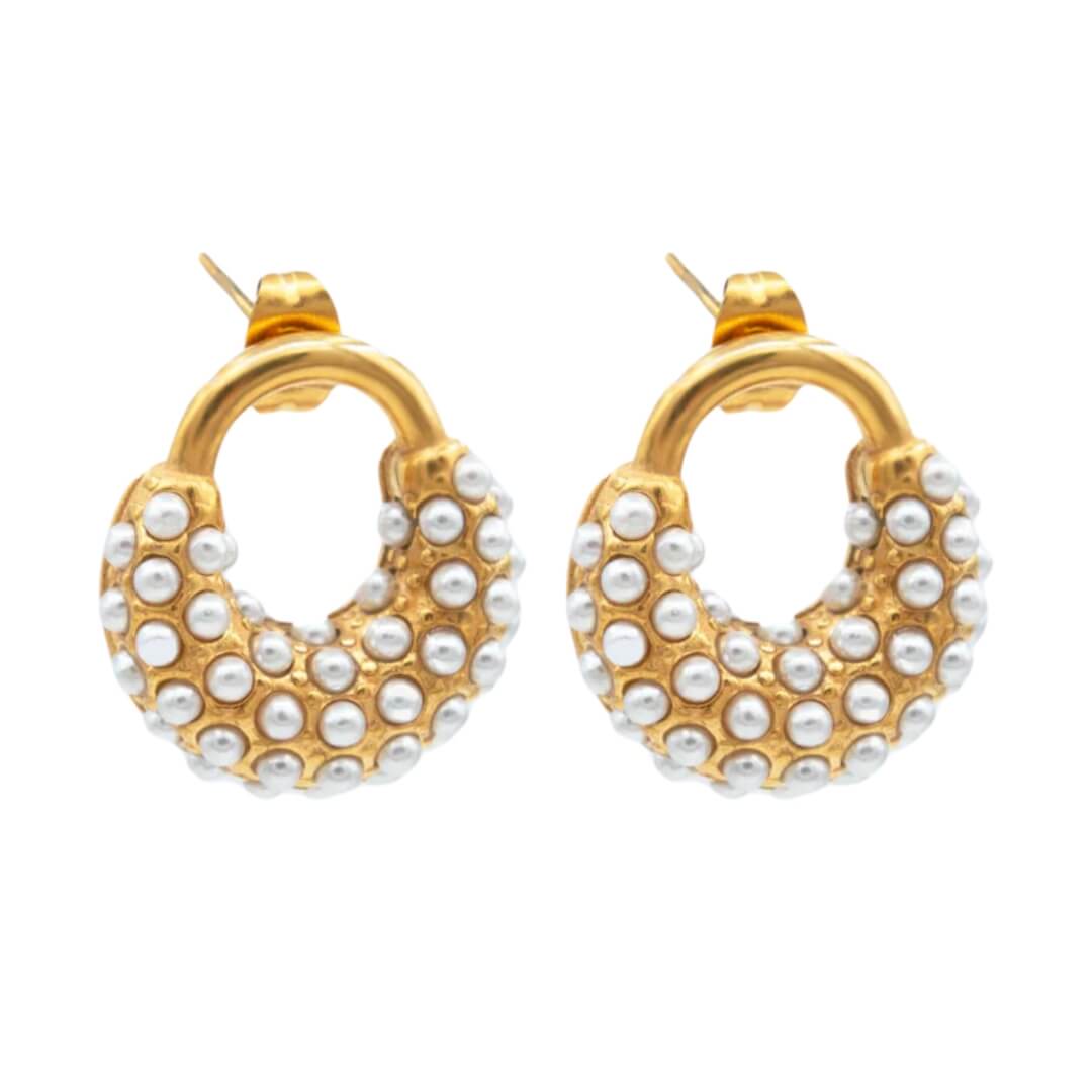 Boucles d'oreilles Spike Perle (Plaqué Or)