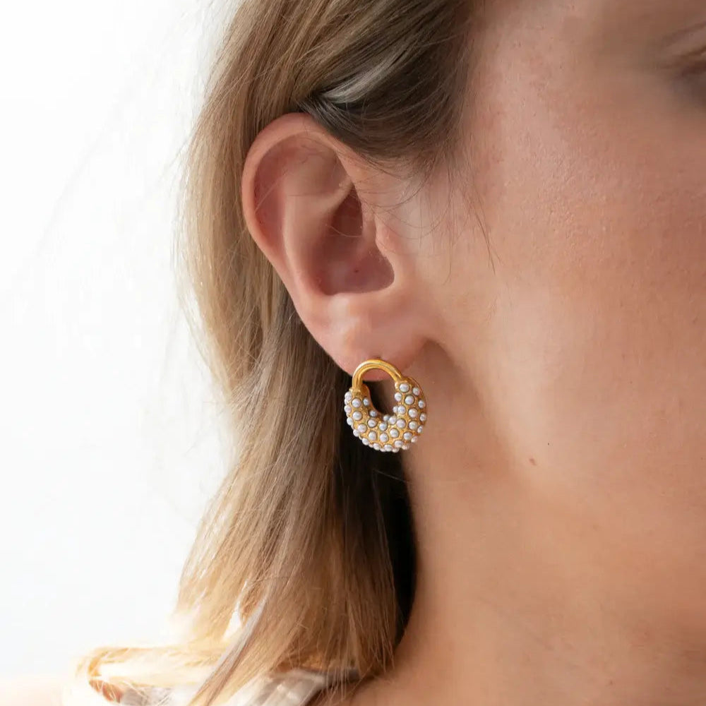 Boucles d'oreilles Spike Perle (Plaqué Or)