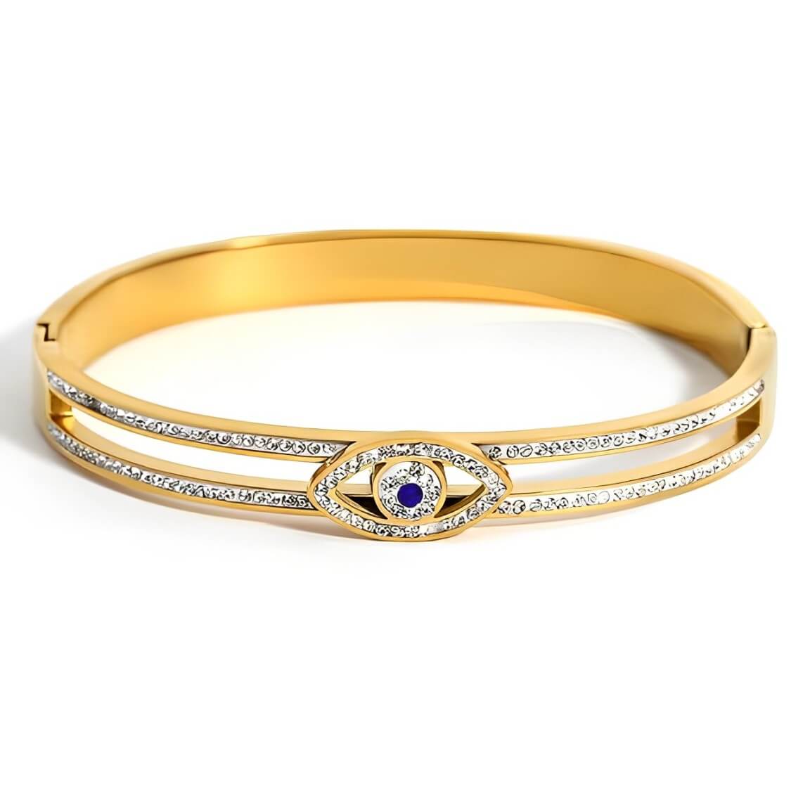 Bracelet Oeil Turc avec Cristaux de Zirconium (Plaqué Or)