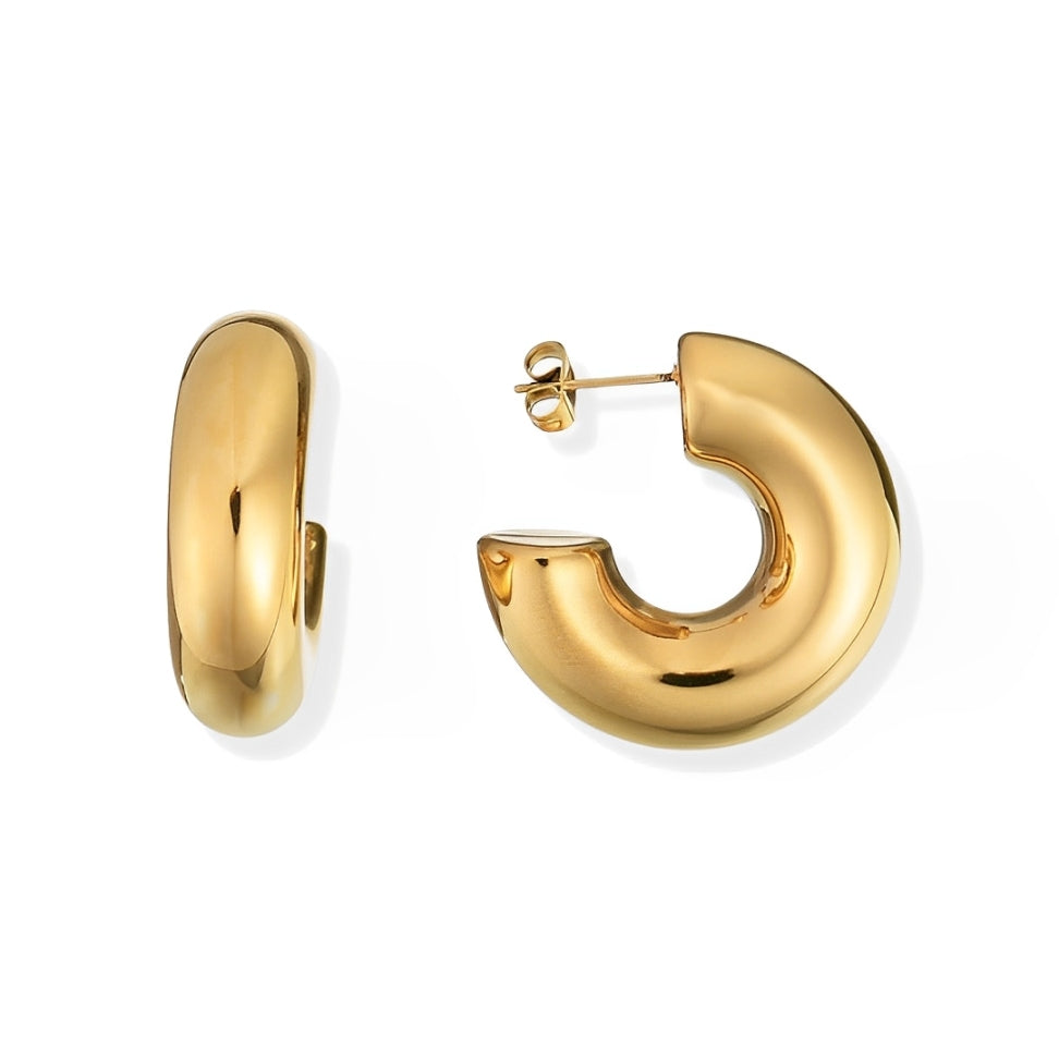 Boucles d'oreilles créoles chunky (Plaquées en or)