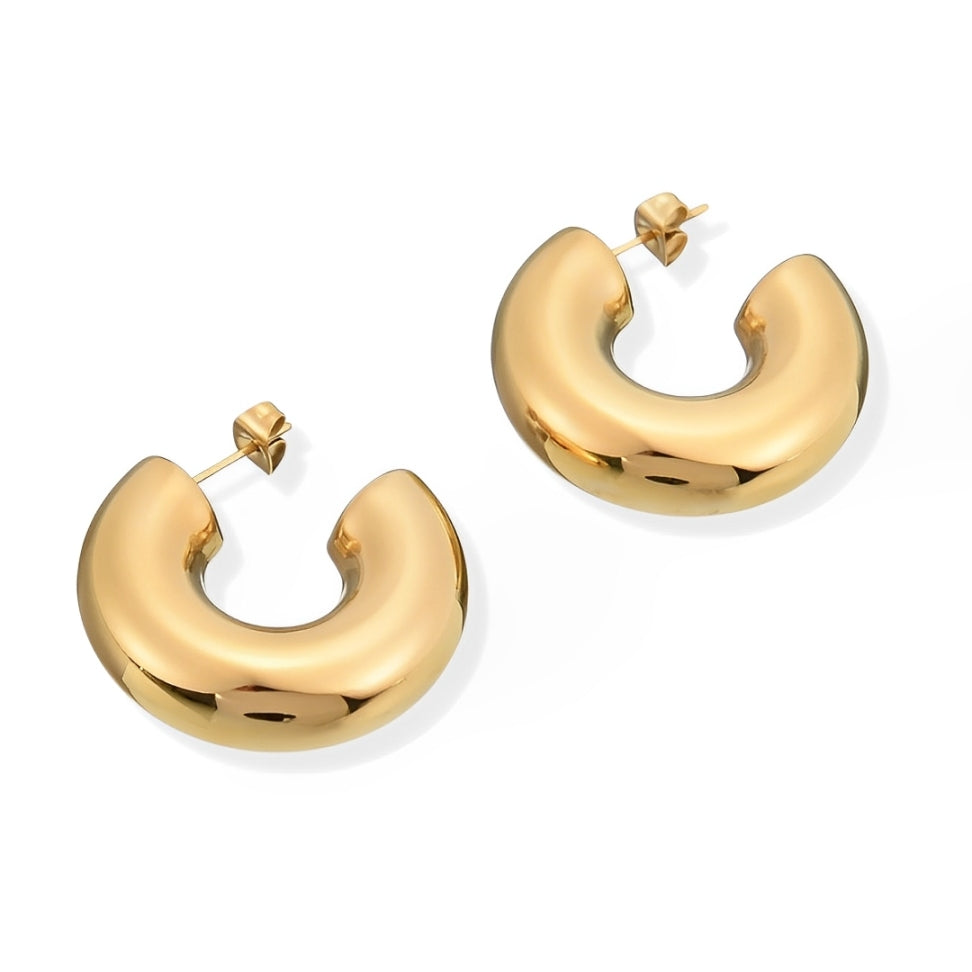 Boucles d'oreilles créoles chunky (Plaquées en or)