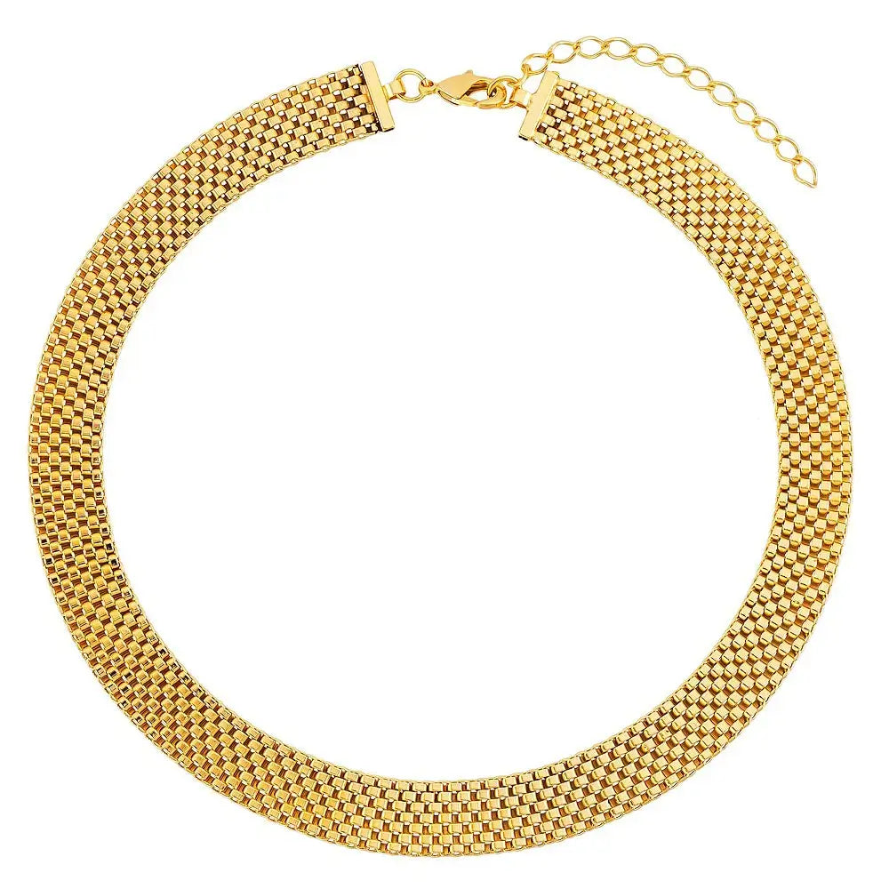Collier Choker en Maille Élégante (Plaqué Or)