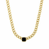 Collier en chaîne en onyx carré (Plaqué Or)