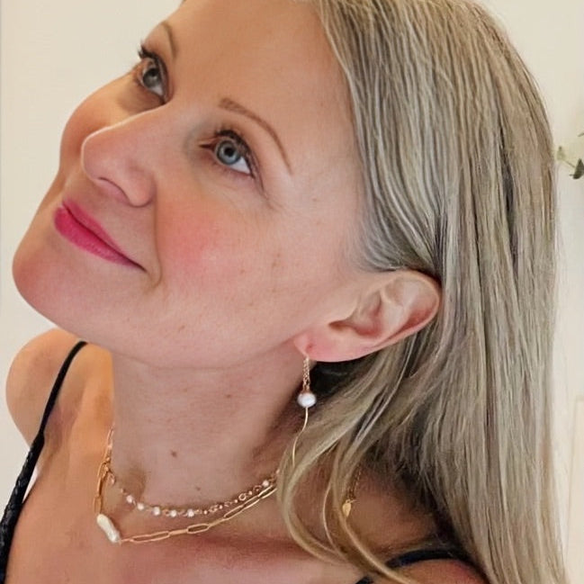 Collier en Perles Rustiques avec Maillons (Plaqué Or)