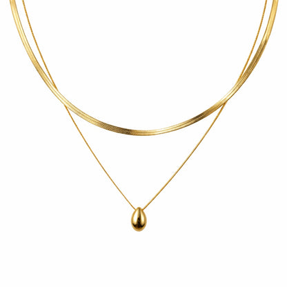 Double Chain Drop Pendant Necklace