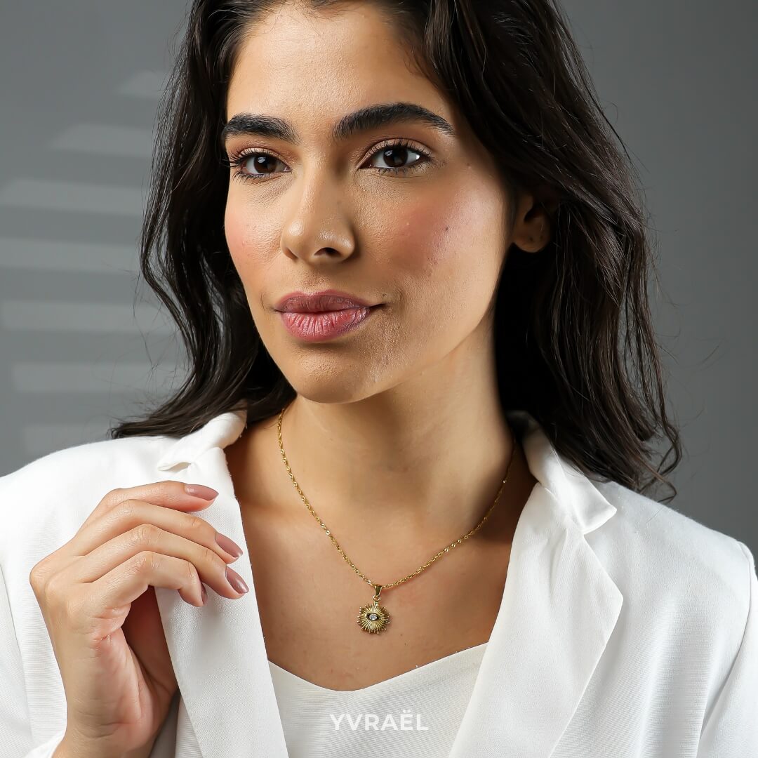 Collier Occhio Zirconia (Plaqué Or)