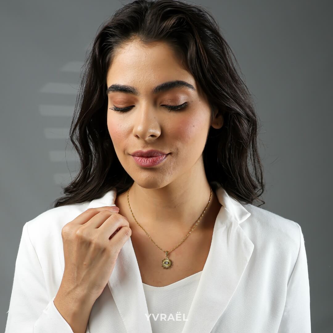Collier Occhio Zirconia (Plaqué Or)