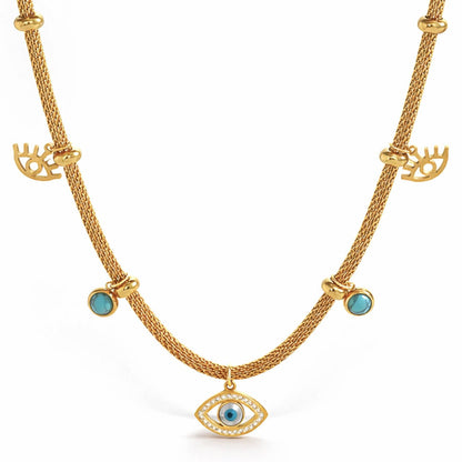 Evil Eye Necklace with Turquoise Pearl