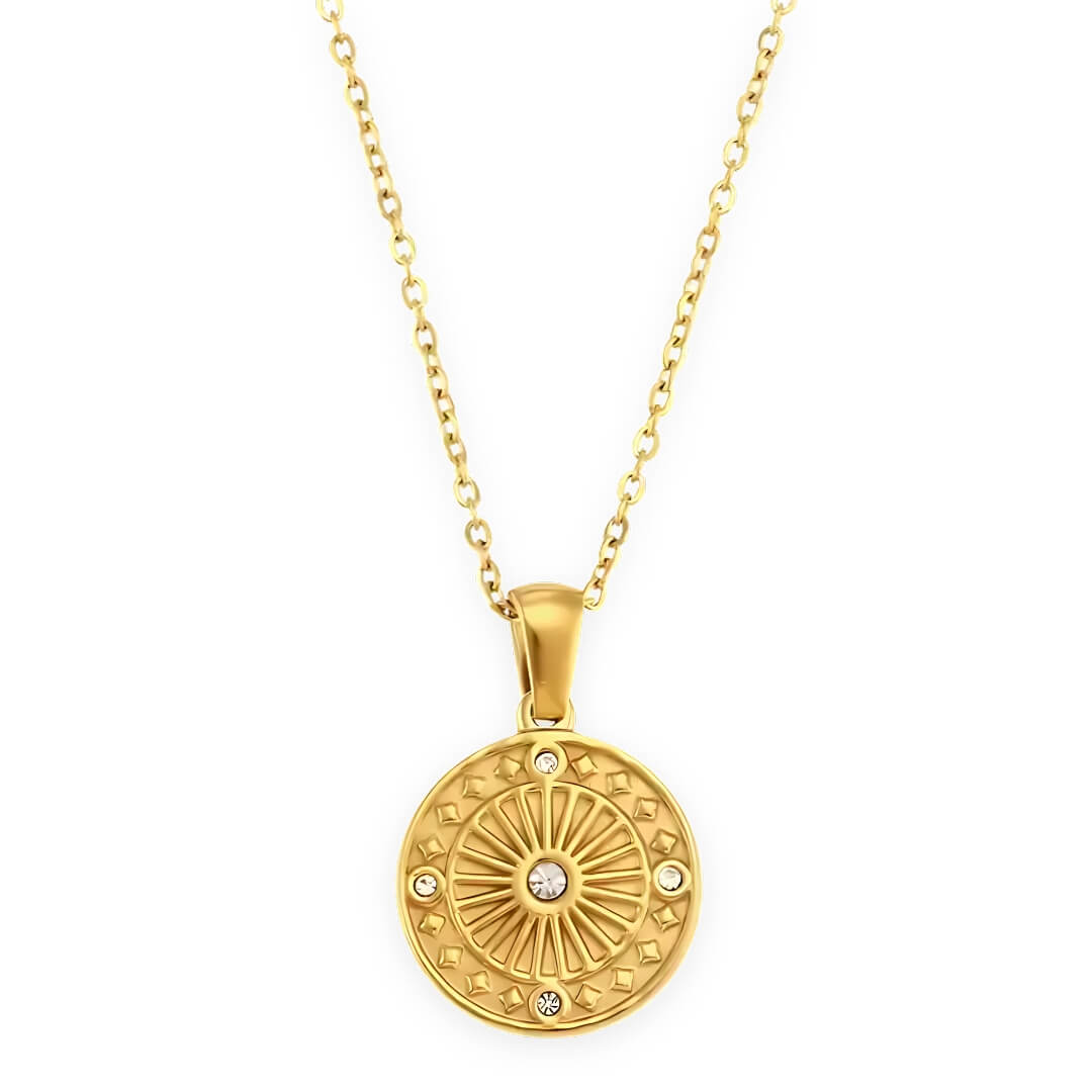 Collier Soleil avec Zirconiums (Plaqué Or)