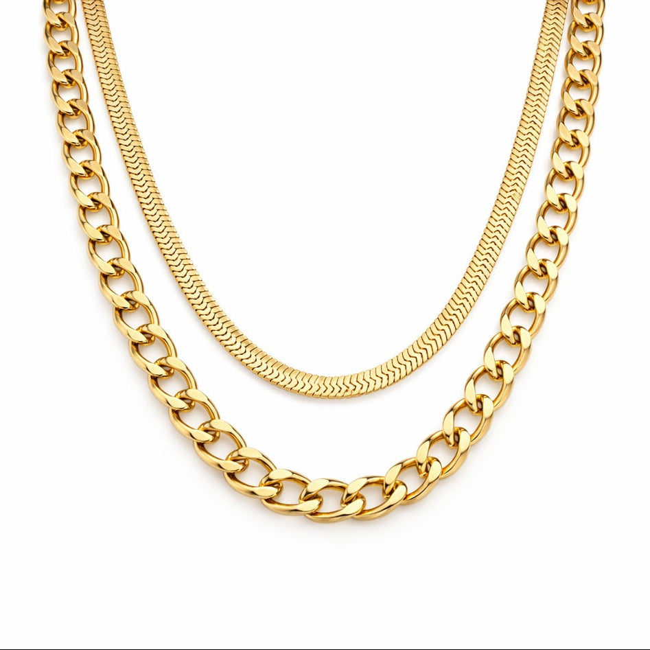 Layered Mesh and Chain Necklace