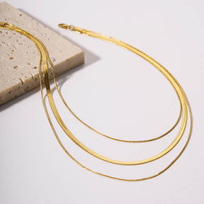Collier Mixte en Maille et Queue de Rat (Plaqué Or)