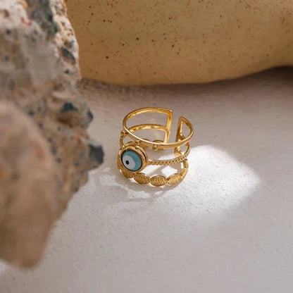 Bague Oeil Turc Aphrodite (Plaqué Or)