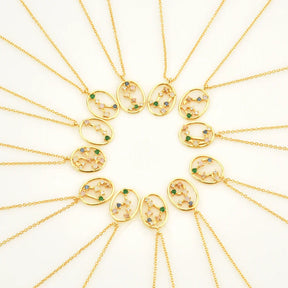 Collier Constellations du Zodiaque Zircon coloré (Plaqué Or)