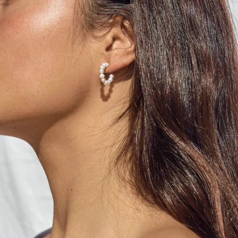 Boucle d'oreille en perles (Plaqué Or)