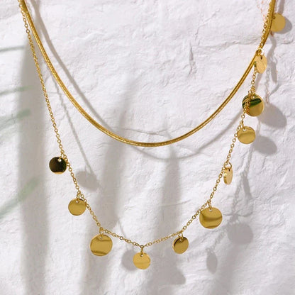 Mélange de Collier de Couches avec Médailles et Maille (Plaqué Or)