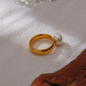 Bague Emma Perle Minimaliste (Plaqué Or)