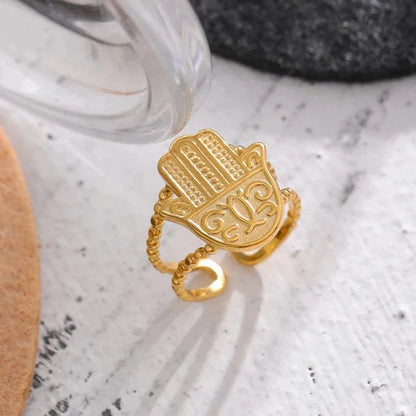 Bague Main de Fatima Hamsa (Plaqué Or)