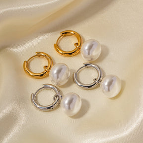 Boucles d'oreilles Emma Perle Minimaliste (Plaqué Or)