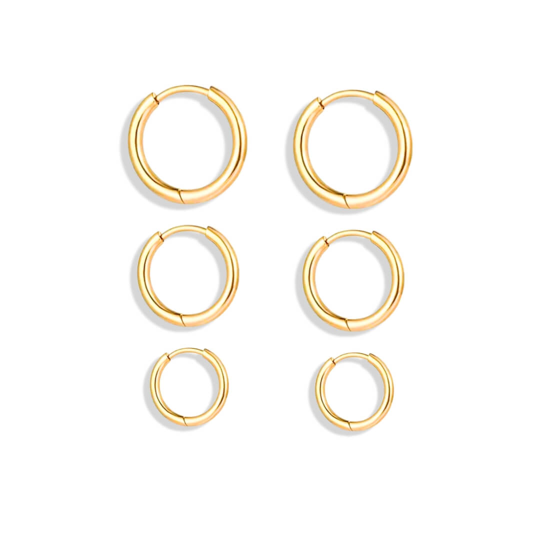 Boucles d'oreilles créoles trio (Plaqué Or)