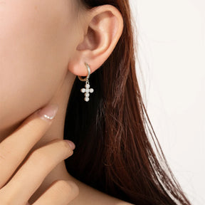 Boucles d'oreilles Aro Crucifix Zirconia (Plaqué Or)