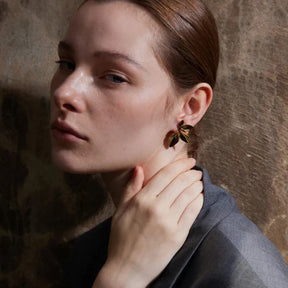 Boucles d'Oreilles Nature avec Forme de Feuille (Plaqué Or)