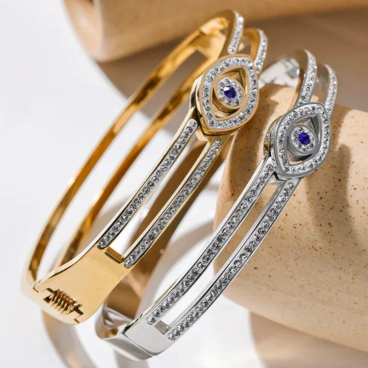 Bracelet Oeil Turc avec Cristaux de Zirconium (Plaqué Or)