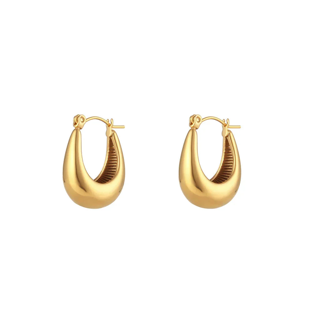 Boucles d'oreilles en anneau canoe (Plaqué Or)